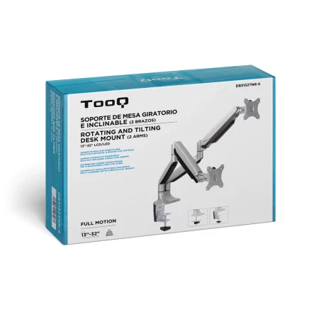 Kontrolsat - TooQ Hinged Table Stand - 2 Screens - 13" / 32" - Silver - DB3132TNR-S Kontrolsat - TooQ Hinged Table Stand - 2 Screens - 13" / 32" - Silver - DB3132TNR-S