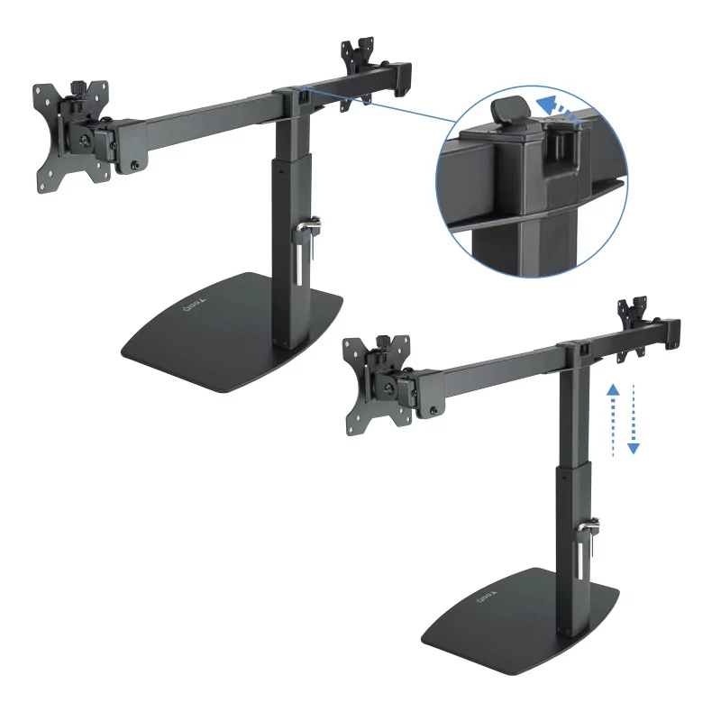Kontrolsat - TooQ Hinged Table Stand - 2 Screens - 17" / 27" - Black - DB1727TN-B