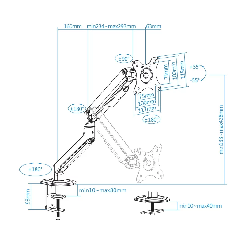 Kontrolsat - TooQ Table Stand - 1 Screen - 17" / 32" - White - DB4032TNR-W