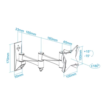 Kontrolsat - TooQ Hinged Wall Mount - 1 Screen - 13" / 27" - Black - LP2323TN-B