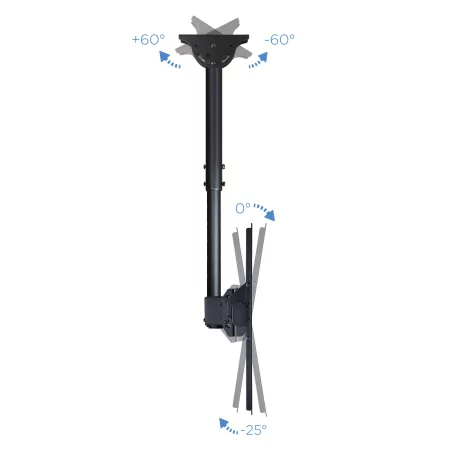 Kontrolsat - TooQ Extendable Ceiling Mount - 1 Screen - 37" / 70" - Black - LPCE1170TSLI-B