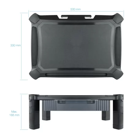 Kontrolsat - Suporte Elevador Ajustável TooQ - C/ Gaveta - MMPSSD01 Kontrolsat - Suporte Elevador Ajustável TooQ - C/ Gaveta - MMPSSD01