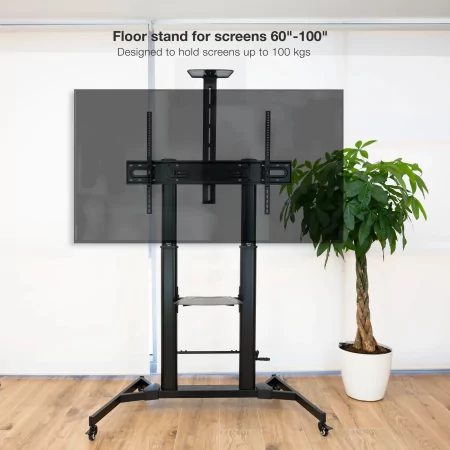 Kontrolsat - Suporte de Chão Ajustável TooQ - Zeus - C/ Rodas - 60" / 100" - Preto - FS20400HM-B