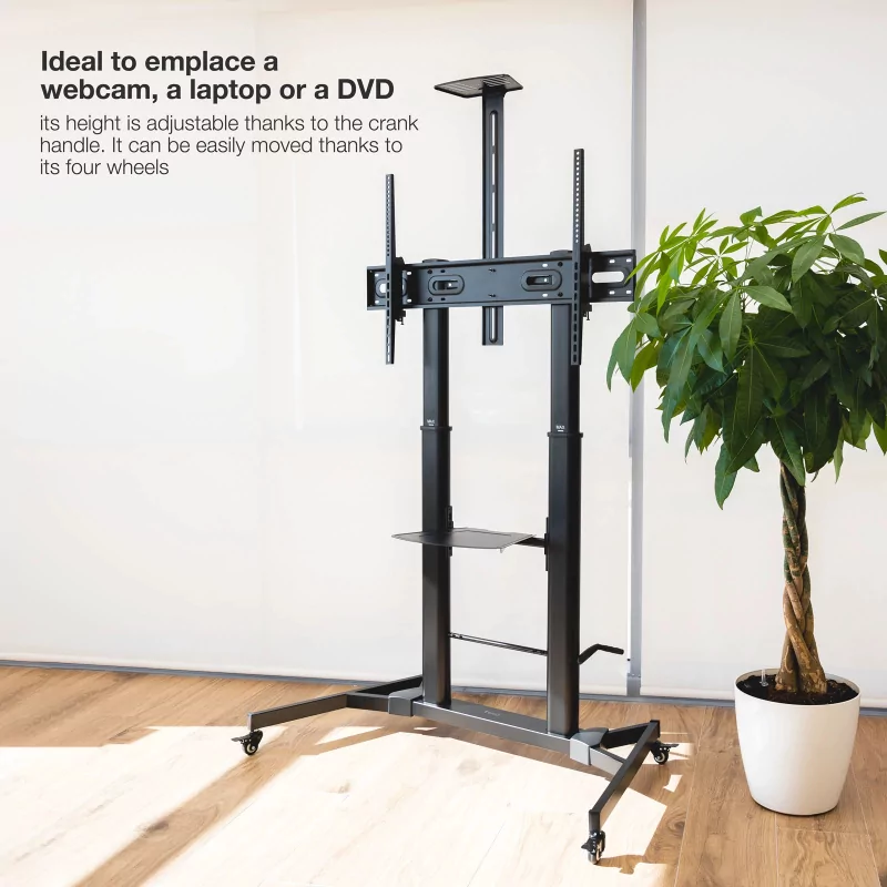 Kontrolsat - TooQ Adjustable Floor Stand - Zeus - W/ Wheels - 60" / 100" - Black - FS20400HM-B