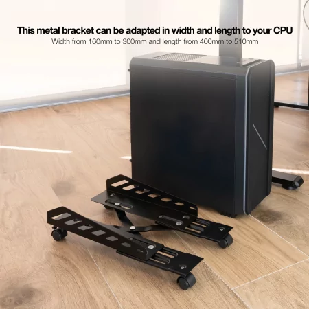 Kontrolsat - TooQ Floor Stand - For PC - W/ Wheels - Black - UMCS0024-B