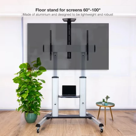 Kontrolsat - TooQ Floor Stand - W/ Wheels - 60" / 100" - Aluminum - FS20300M-B