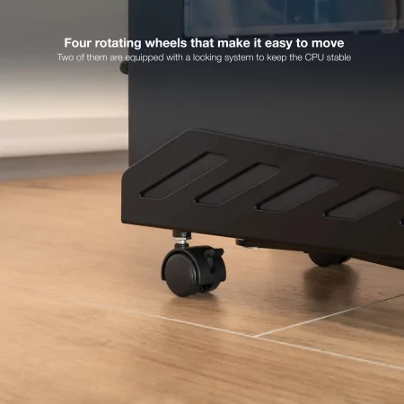 Kontrolsat - TooQ Floor Stand - For PC - W/ Wheels - Black - UMCS0024-B