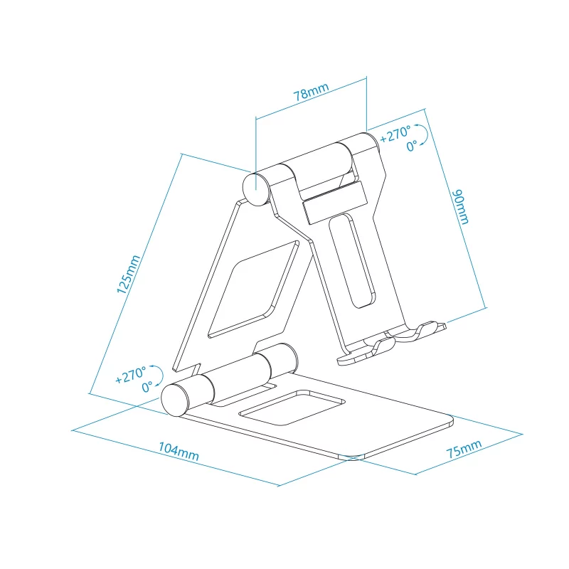 Kontrolsat - TooQ Adjustable Desk Stand - For Cell Phone / Tablet - 10" - Black - PH-KEOPS-NOCHE