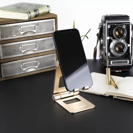 Kontrolsat - Suporte de Mesa Ajustável TooQ - P/ Telemóvel / Tablet - 10" - Dourado - PH-KEOPS-ALBA