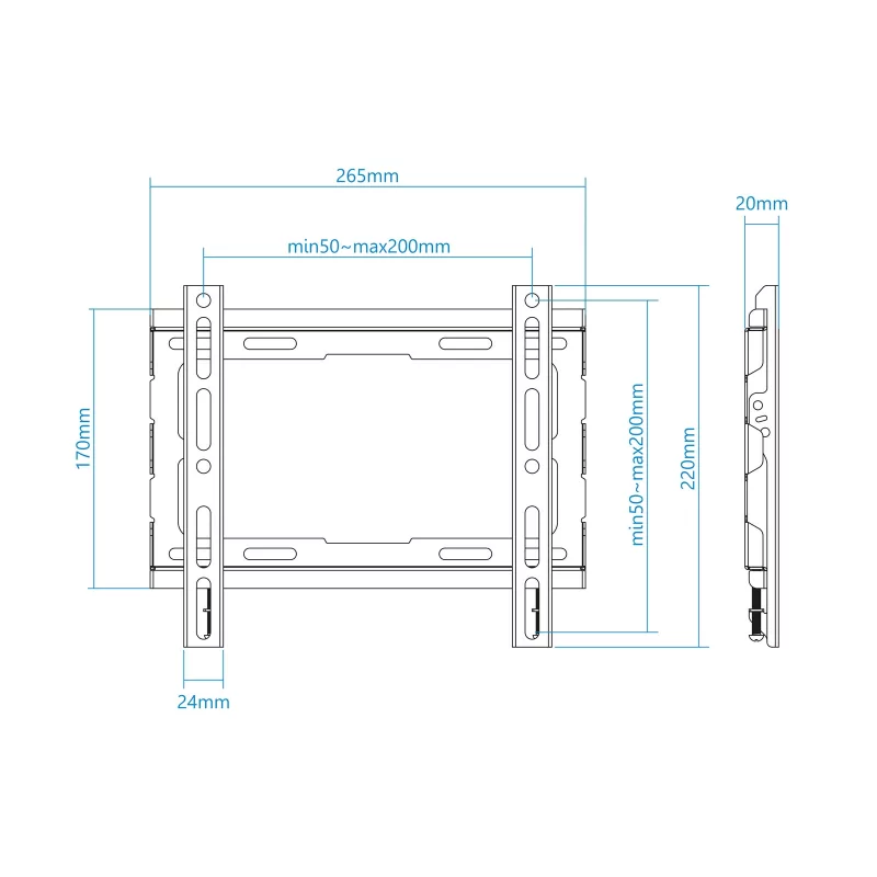 Kontrolsat - TooQ Wall Mount - 23" / 43" - Black - LP1043F-B