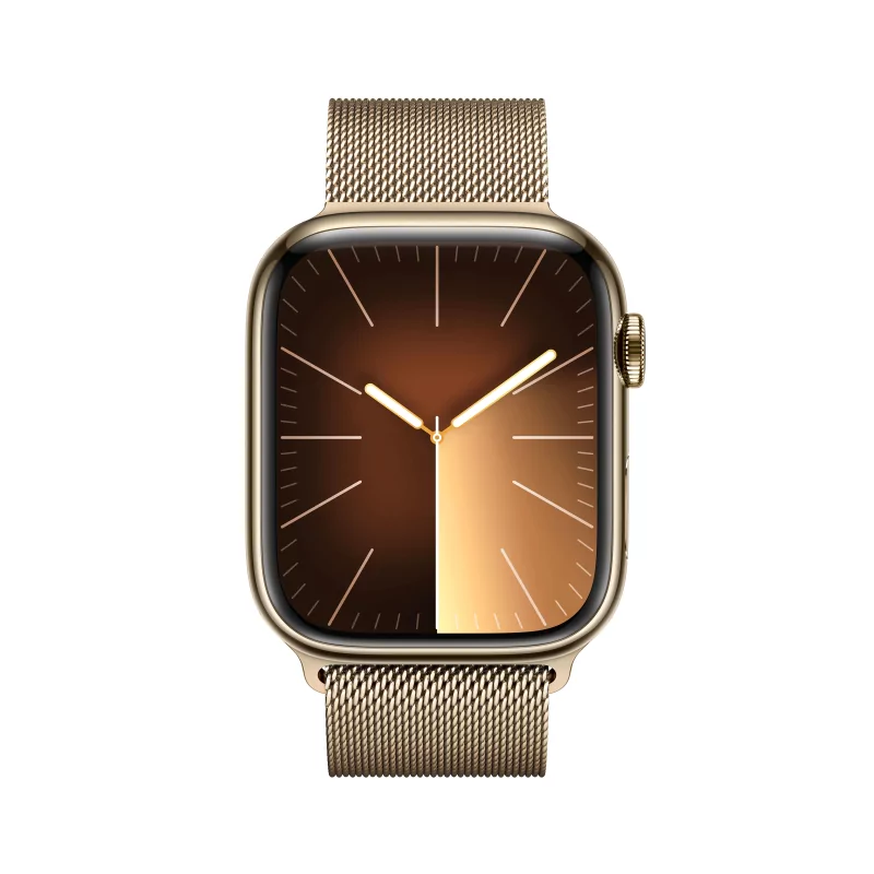 Kontrolsat - Apple Watch Series 9 GPS + Cellular Aço Inoxidável Dourado | Bracelete Loop Milanesa Dourado (45mm)