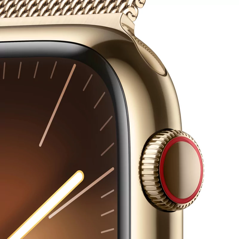 Kontrolsat - Apple Watch Series 9 GPS + Cellular Aço Inoxidável Dourado | Bracelete Loop Milanesa Dourado (45mm)