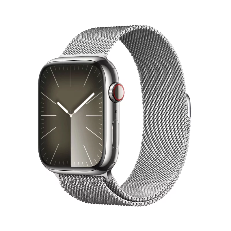 Kontrolsat - Apple Watch Series 9 GPS + Cellular Aço Inoxidável Prateado | Bracelete Loop Milanesa Prateado (45mm)