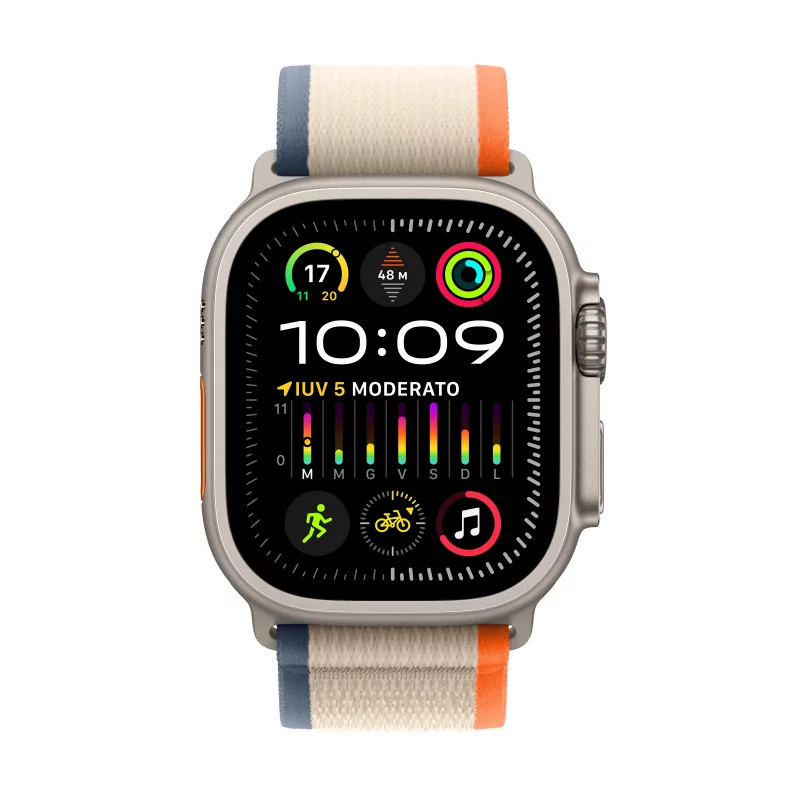 Kontrolsat - Apple Watch Ultra 2 GPS + Cellular Titanium | Bracelete Loop Trail Laranja/Bege - Medium / Large (49mm)