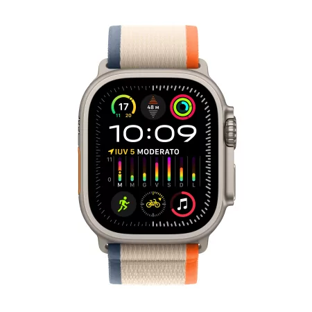 Kontrolsat - Apple Watch Ultra 2 GPS + Cellular Titanium | Bracelete Loop Trail Laranja/Bege - Medium / Large (49mm)