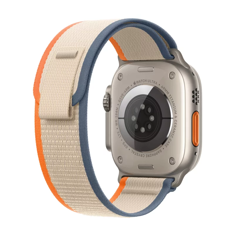 Kontrolsat - Apple Watch Ultra 2 GPS + Cellular Titanium | Orange/Beige Loop Trail Bracelet - Medium / Large (49mm)