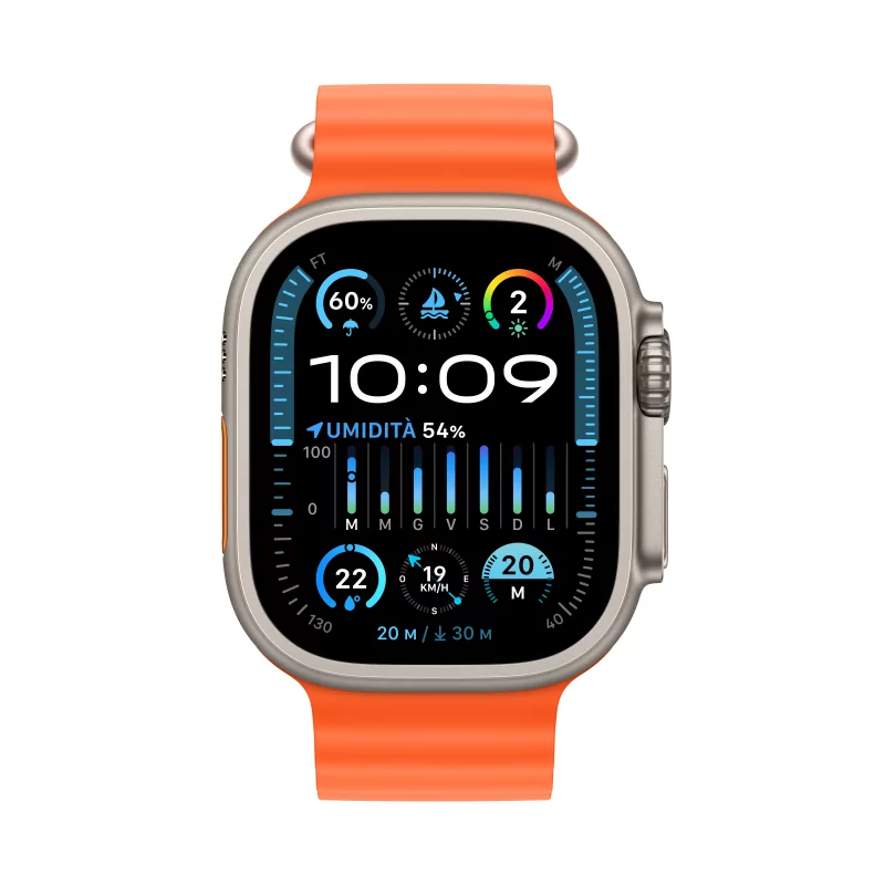 Kontrolsat - Apple Watch Ultra 2 GPS + Cellular Titanium | Orange Ocean Strap (49mm)