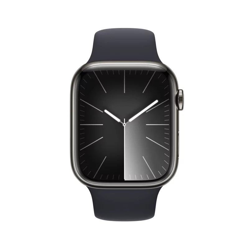 Kontrolsat - Apple Watch Series 9 GPS + Cellular Graphite Stainless Steel | Sport Midnight Strap S/M (45mm)