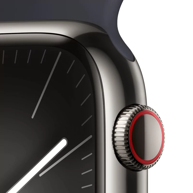 Kontrolsat - Apple Watch Series 9 GPS + Cellular Aço Inoxidável Grafite | Bracelete Sport Meia-Noite S/M (45mm)