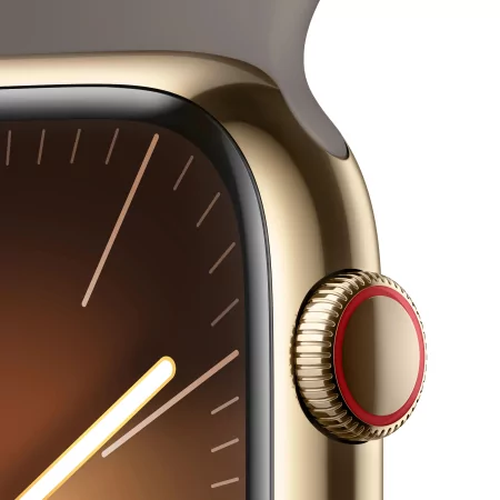 Kontrolsat - Apple Watch Series 9 GPS + Cellular Aço Inoxidável Dourado | Bracelete Sport Barro - M/L (45mm)