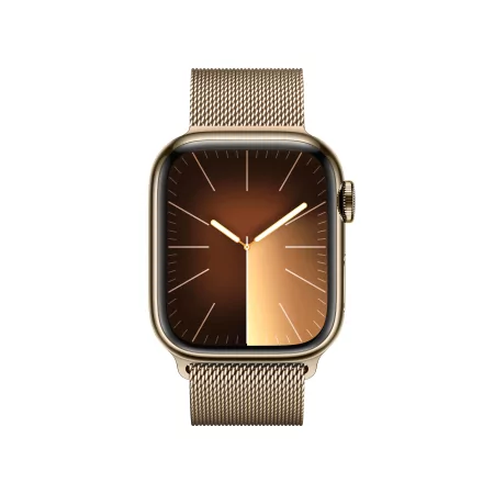 Kontrolsat - Apple Watch Series 9 GPS + Cellular Gold Stainless Steel | Golden Milanese Loop Bracelet (41mm)