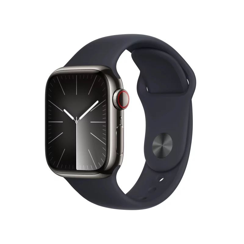 Kontrolsat - Apple Watch Series 9 GPS + Cellular Graphite Stainless Steel | Midnight Sport Bracelet M/L (41mm)