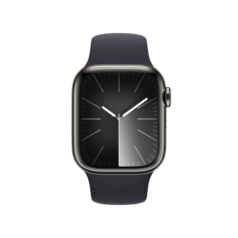 Kontrolsat - Apple Watch Series 9 GPS + Cellular Graphite Stainless Steel | Midnight Sport Bracelet S/M (41mm)