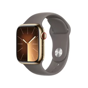 Kontrolsat - Apple Watch Series 9 GPS + Cellular Aço Inoxidável Dourado | Bracelete Sport Barro - M/L (41mm)
