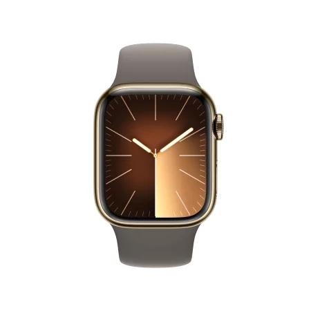 Kontrolsat - Apple Watch Series 9 GPS + Cellular Gold Stainless Steel | Sport Clay Bracelet - M/L (41mm)