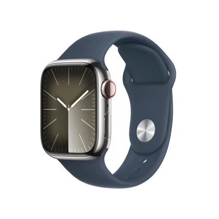 Kontrolsat - Apple Watch Series 9 GPS + Cellular Aço Inoxidável Prateado | Bracelete Sport Azul Trovoada - S/M (41mm) Kontrolsat - Apple Watch Series 9 GPS + Cellular Aço Inoxidável Prateado | Bracelete Sport Azul Trovoada - S/M (41mm)