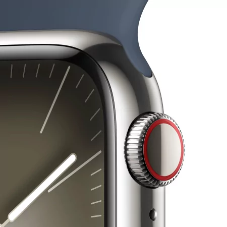 Kontrolsat - Apple Watch Series 9 GPS + Cellular Aço Inoxidável Prateado | Bracelete Sport Azul Trovoada - M/L (41mm) Kontrolsat - Apple Watch Series 9 GPS + Cellular Aço Inoxidável Prateado | Bracelete Sport Azul Trovoada - M/L (41mm)