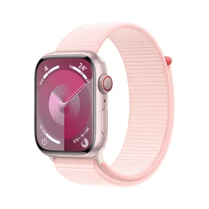 Kontrolsat - Apple Watch Series 9 GPS + Cellular Aluminum Pink | Light Pink Sport Loop Strap (45mm)