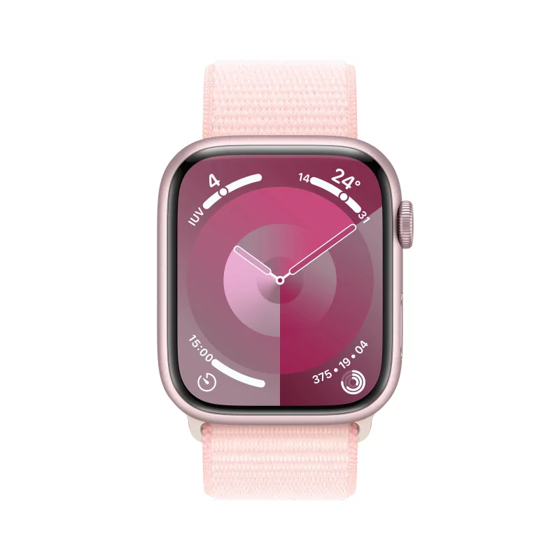 Kontrolsat - Apple Watch Series 9 GPS + Cellular Alumínio Rosa | Bracelete Sport Loop Rosa Claro (45mm)