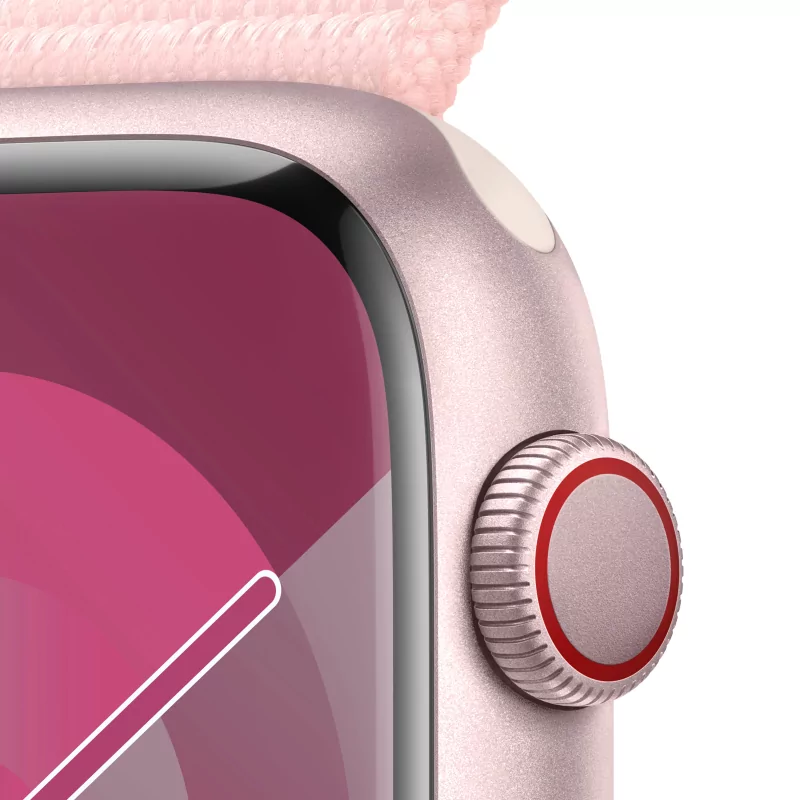 Kontrolsat - Apple Watch Series 9 GPS + Cellular Alumínio Rosa | Bracelete Sport Loop Rosa Claro (45mm)