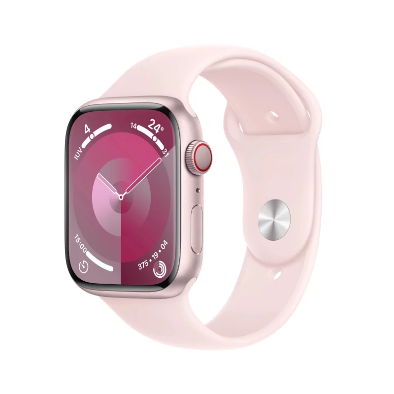 Kontrolsat - Apple Watch Series 9 GPS + Cellular Alumínio Rosa | Bracelete Sport Rosa Claro - S/M (45mm)