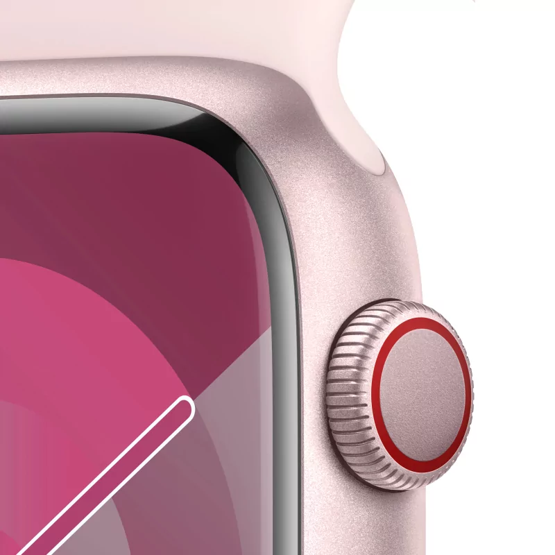 Kontrolsat - Apple Watch Series 9 GPS + Cellular Alumínio Rosa | Bracelete Sport Rosa Claro - M/L (45mm)