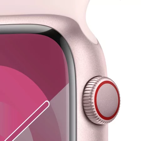 Kontrolsat - Apple Watch Series 9 GPS + Cellular Alumínio Rosa | Bracelete Sport Rosa Claro - S/M (45mm)