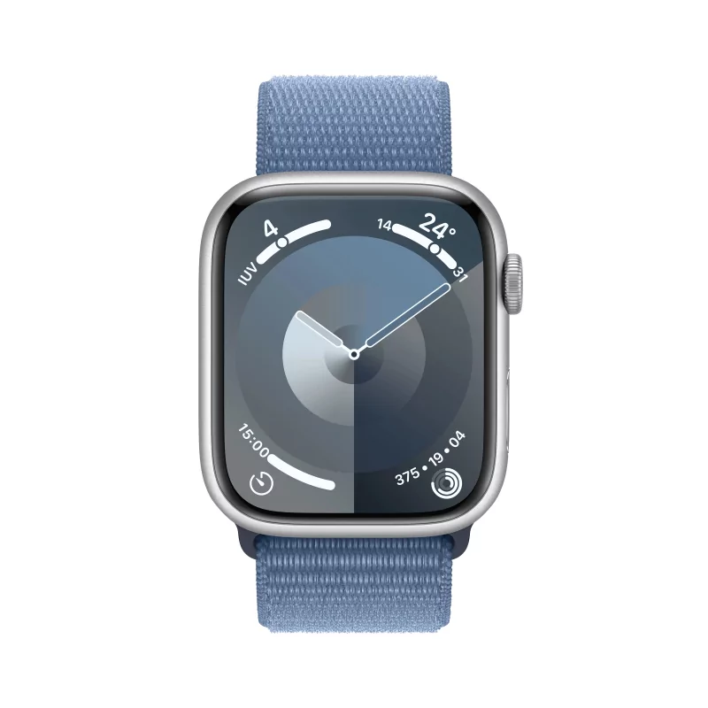 Kontrolsat - Apple Watch Series 9 GPS + Cellular Silver Aluminum | Winter Blue Sport Loop Strap (45mm)