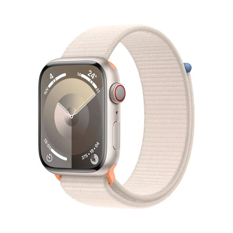 Kontrolsat - Apple Watch Series 9 GPS + Cellular Alumínio Luz das Estrelas | Bracelete Sport Loop Luz das Estrelas (45mm)