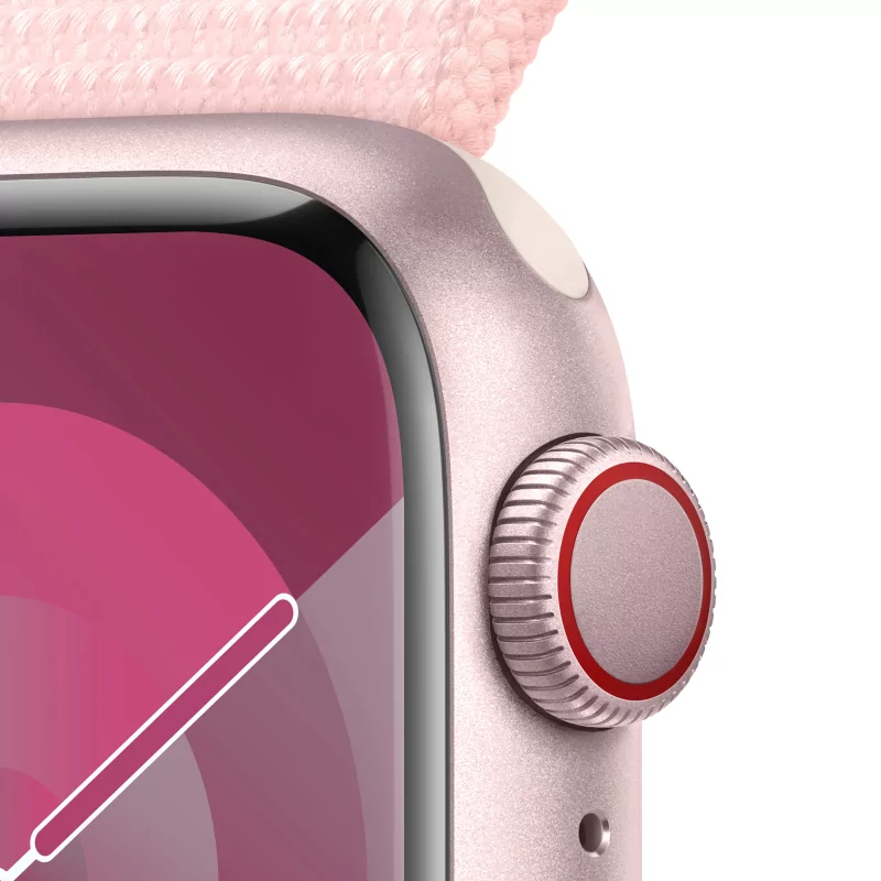 Kontrolsat - Apple Watch Series 9 GPS + Cellular Aluminum Pink | Light Pink Sport Loop Strap (41mm)