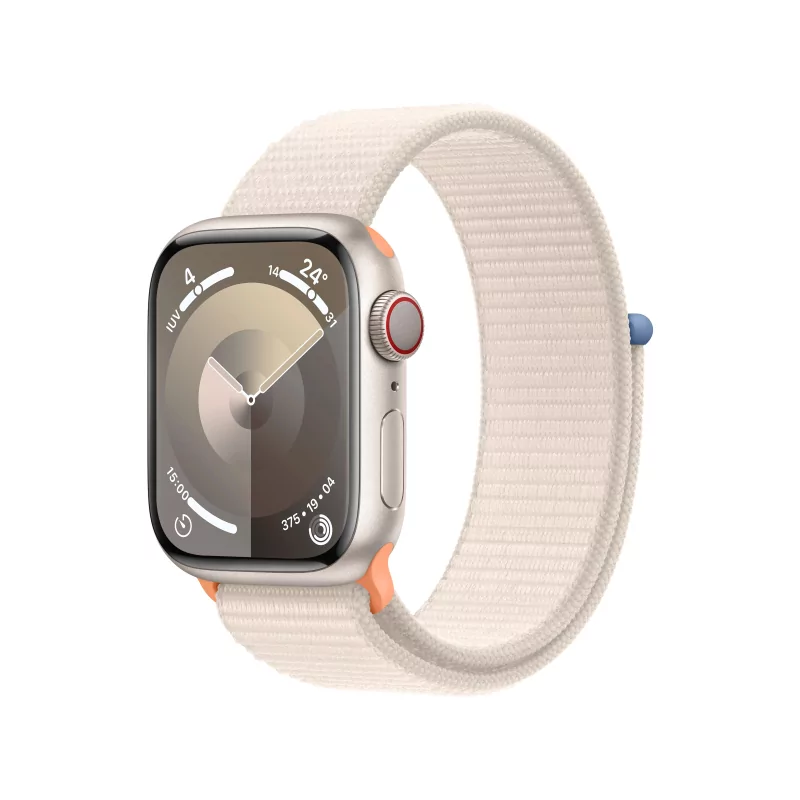 Kontrolsat - Apple Watch Series 9 GPS + Cellular Aluminum Starlight | Sport Loop Starlight Bracelet (41mm)