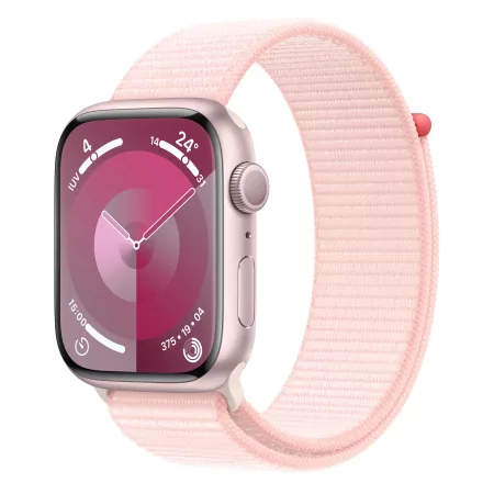 Kontrolsat - Apple Watch Series 9 GPS Aluminum Pink | Light Pink Sport Loop Strap (45mm)
