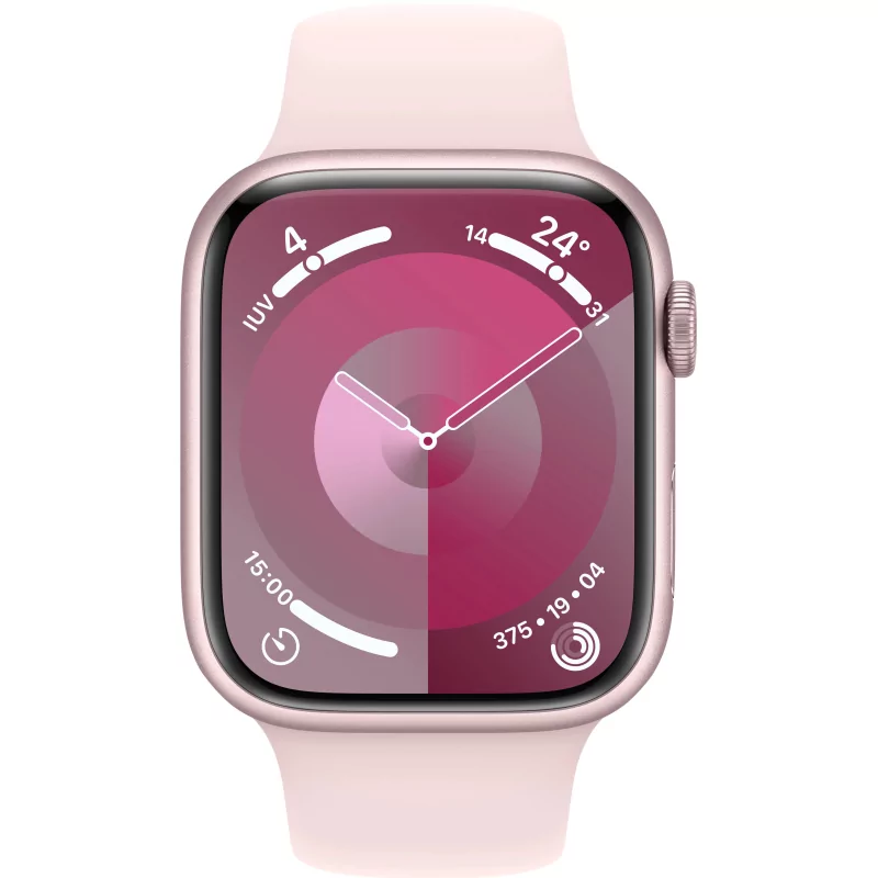Kontrolsat - Apple Watch Series 9 GPS Aluminum Pink | Light Pink Sport Bracelet - S/M (45mm)