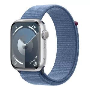 Kontrolsat - Apple Watch Series 9 GPS Aluminum Silver | Winter Blue Sport Loop Strap (45mm)