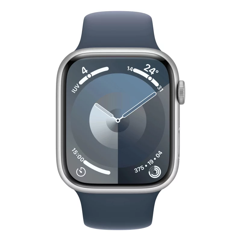 Kontrolsat - Apple Watch Series 9 GPS Aluminum Silver | Trovoada Blue Sport Bracelet - S/M (45mm)
