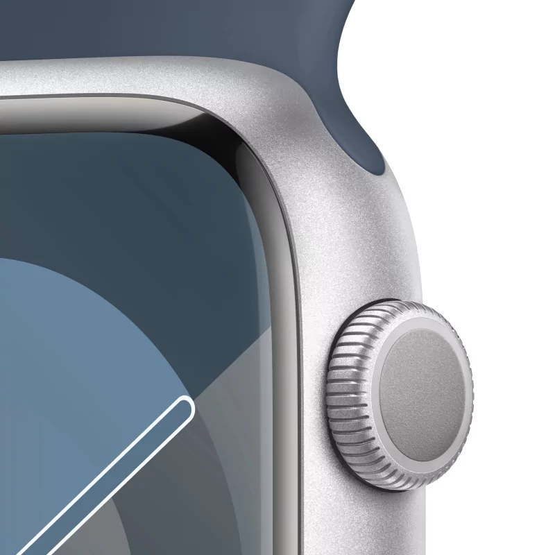 Kontrolsat - Apple Watch Series 9 GPS Alumínio Prateado | Bracelete Sport Azul Trovoada - S/M (45mm)