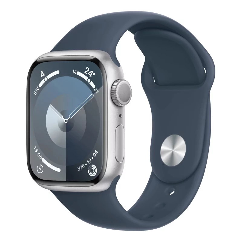 Kontrolsat - Apple Watch Series 9 GPS Alumínio Prateado | Bracelete Sport Azul Trovoada - M/L (41mm)