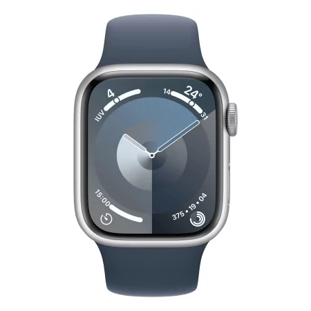 Kontrolsat - Apple Watch Series 9 GPS Alumínio Prateado | Bracelete Sport Azul Trovoada - M/L (41mm)