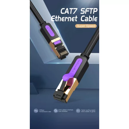 Kontrolsat - Network Cable RJ45 SGTP Vention - Cat7 - 1M - Black/Purple - ICDBF