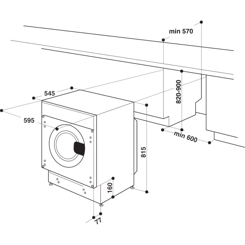 Kontrolsat - Máquina de Lavar e Secar Roupa de Encastre Whirpool - 9Kg - 1400RPM - Branca - BI WDWG 961485 EU